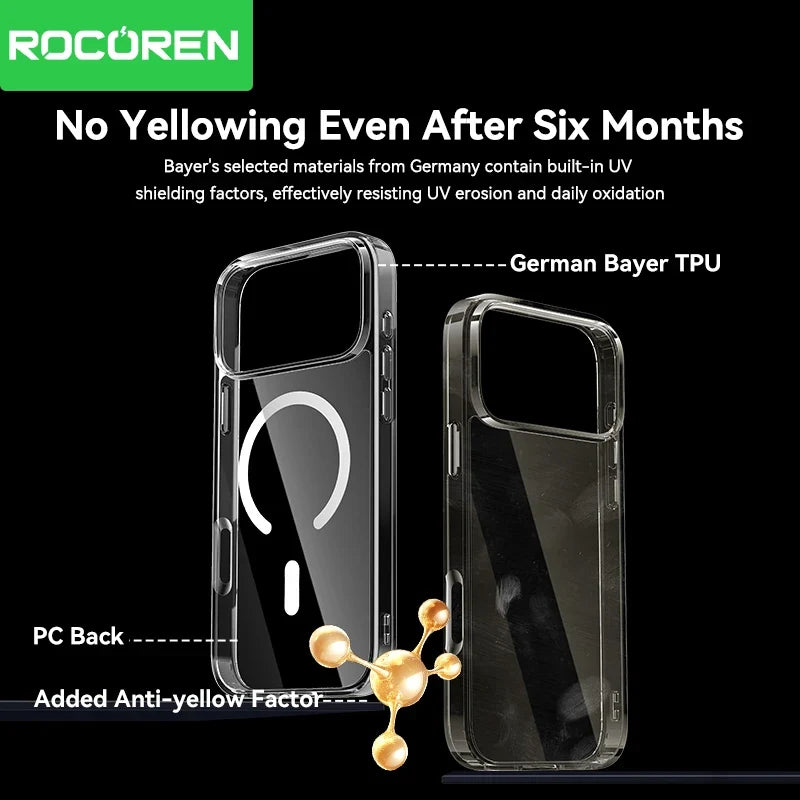 Rocoren Clear Magnetic iPhone 17 Pro/Air/Max Case | Wireless