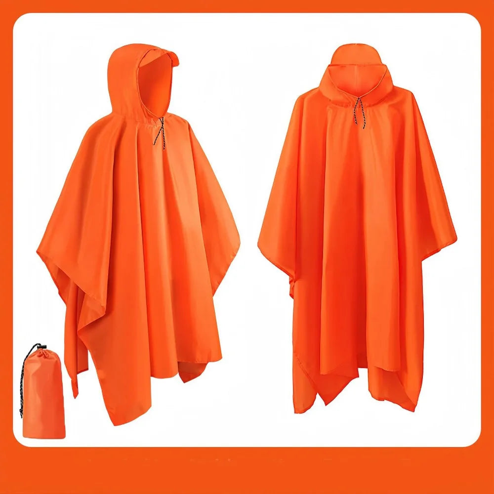 3-in-1 Hooded Waterproof Raincoat – Lightweight Outdoor Poncho