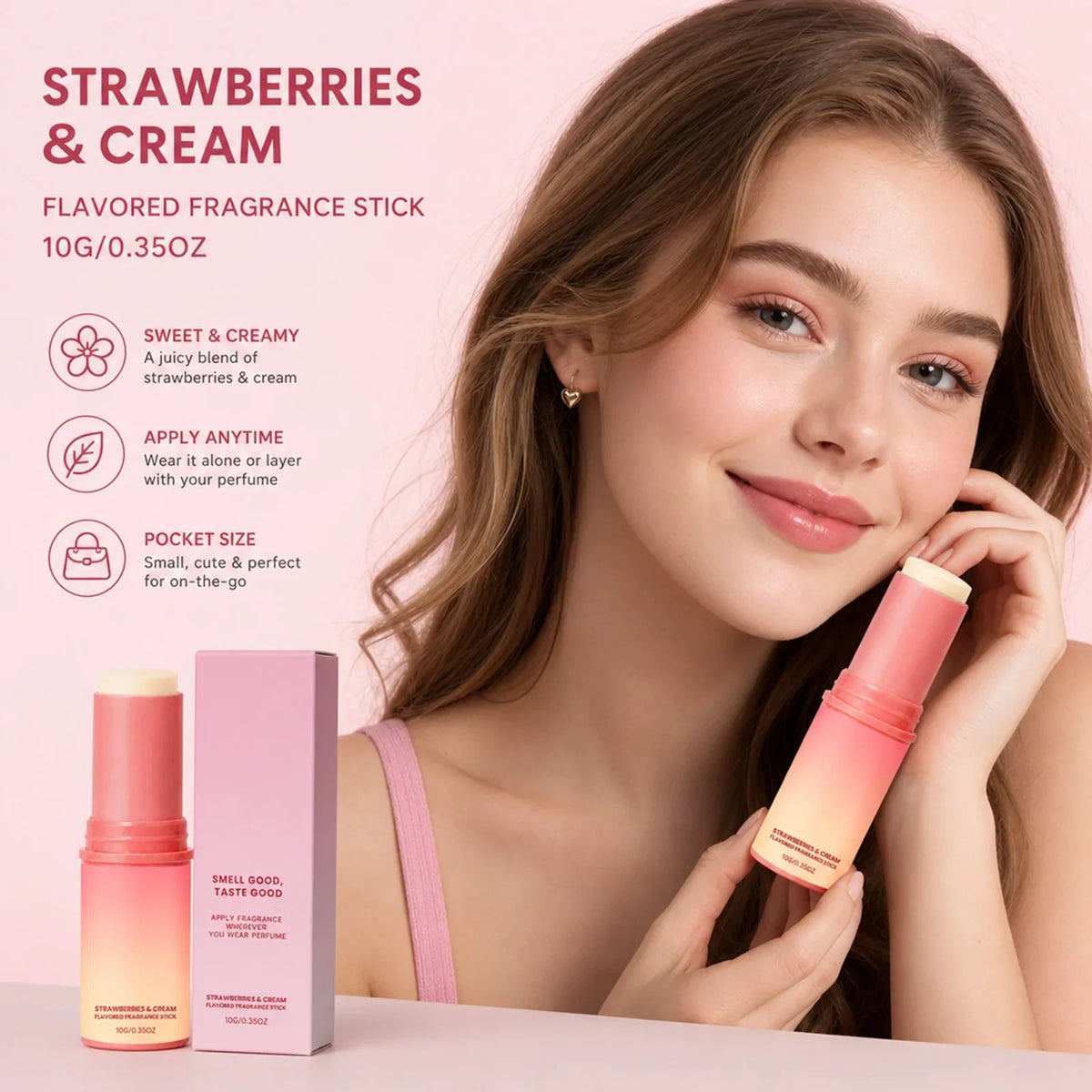 Strawberry Cream Solid Perfume Stick – Portable Fruity Balm