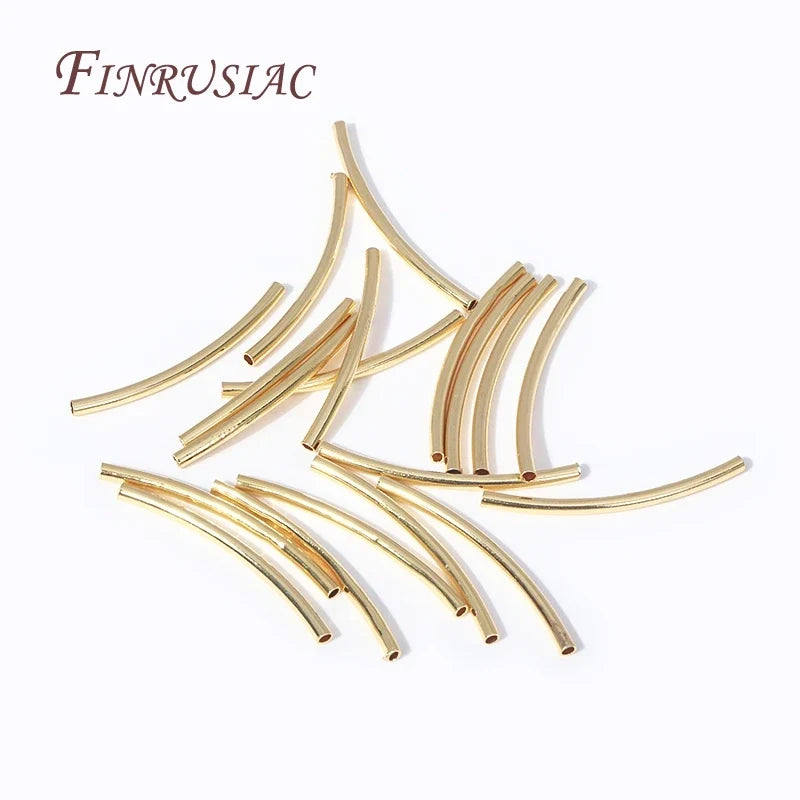 50 Pcs 18K Gold Plated Curved Tube Beads – DIY Jewelry Making