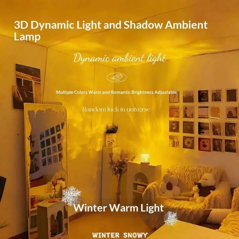 3D Water Ripple Projector Night Light – Ambient Bedroom Lamp