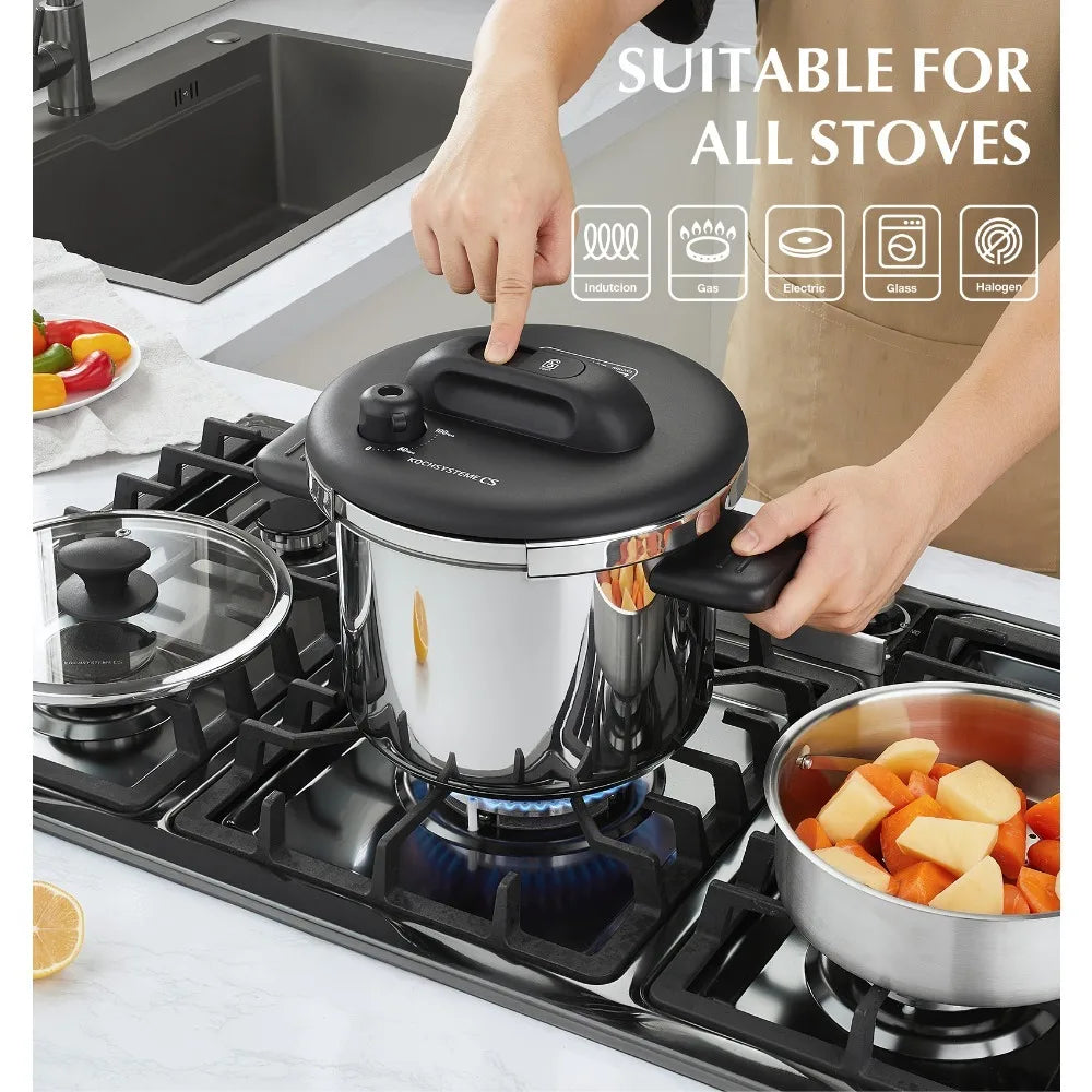 Stainless Steel Pressure Cooker 6L & 8L | Induction Compatible