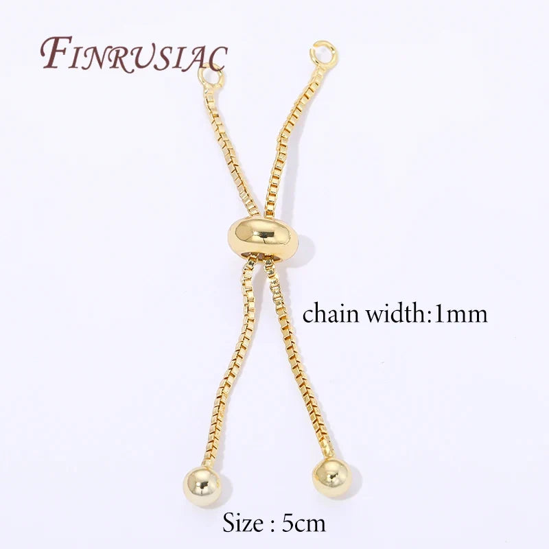 18K Gold Plated Box Chain Bracelet Extender – Slider Beads