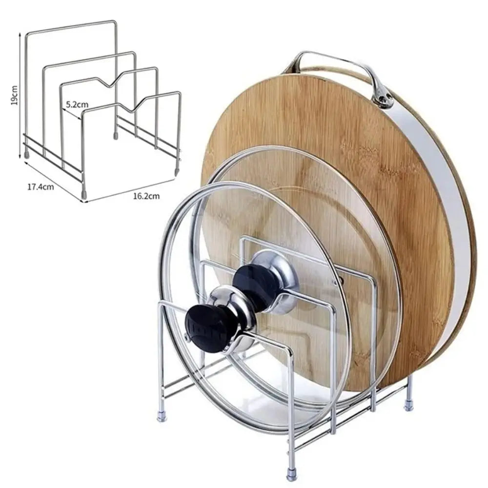 Stainless Steel Cutting Board & Pot Lid Holder Organizer