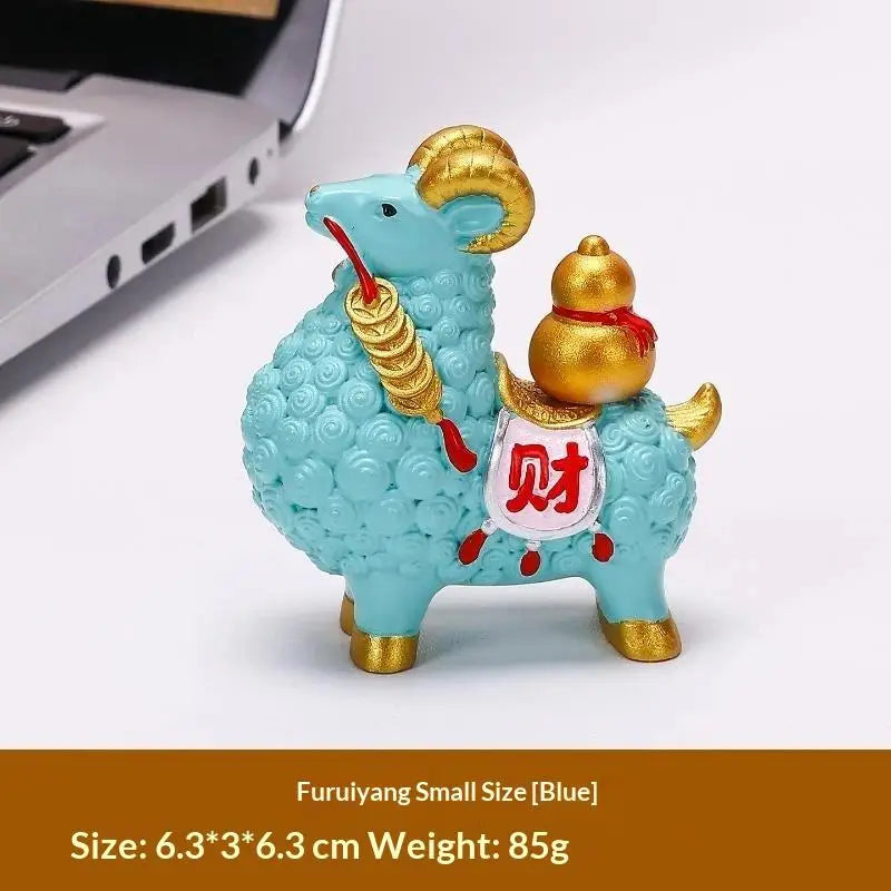 Feng Shui Golden Goat Statue – Chinese Zodiac Figurine