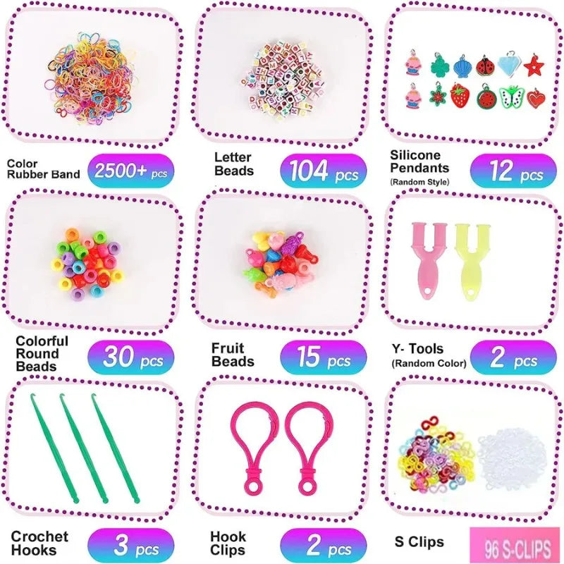 2900+ Pcs 32-Colour Rubber Band Bracelet Loom Kit – DIY Craft Set