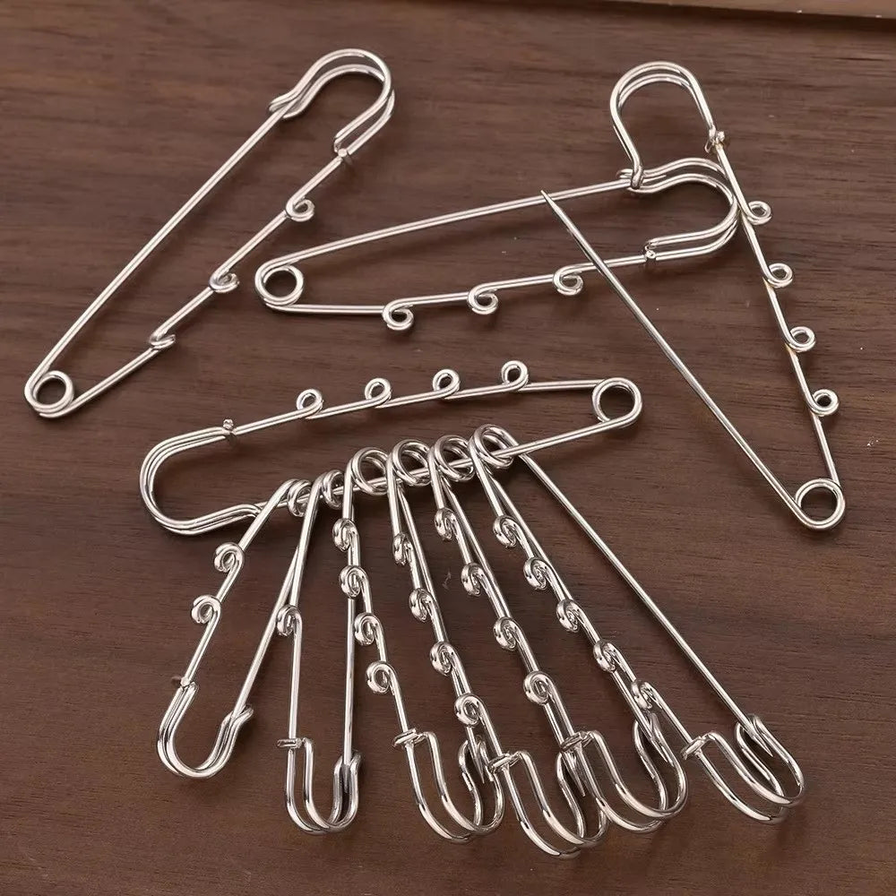 Silver Safety Brooch Pins – Multi-Hole Scarf & Dress Connector