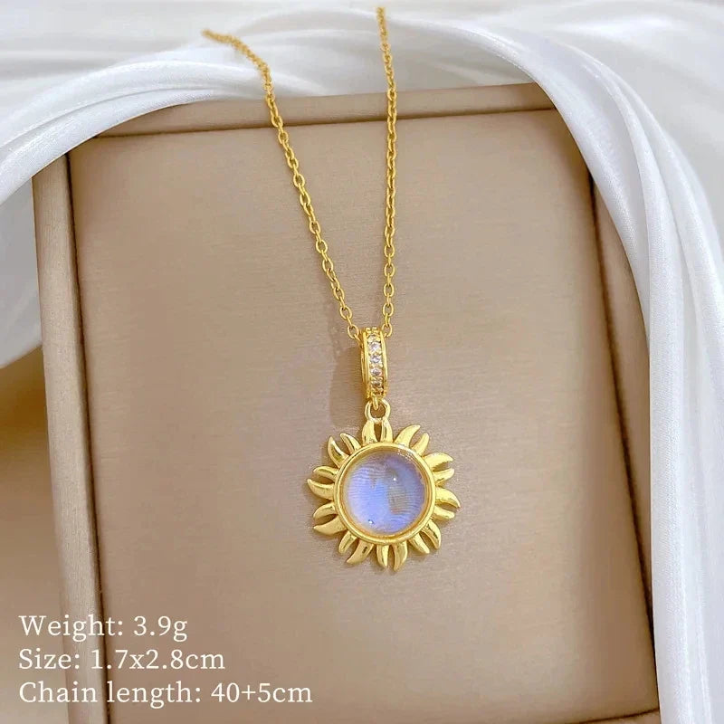 Sunflower Pendant Choker Necklace | Gold Stainless Steel