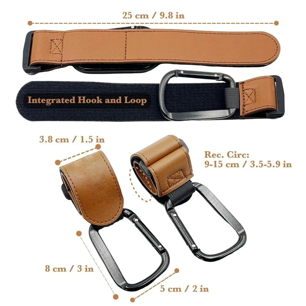Universal Adjustable Stroller Hook | Brown Carabiner Clip