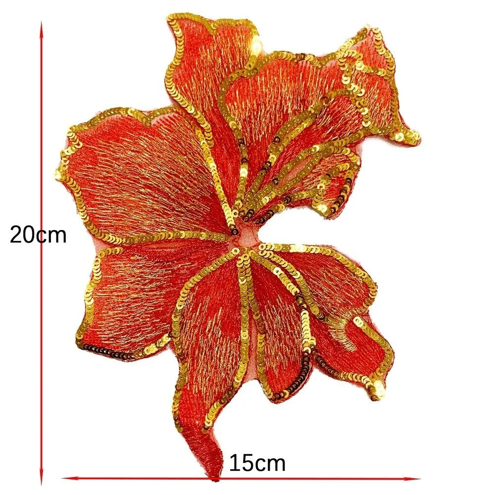 3D Sequin Flower Embroidery Applique Sew-On Lace Patch DIY