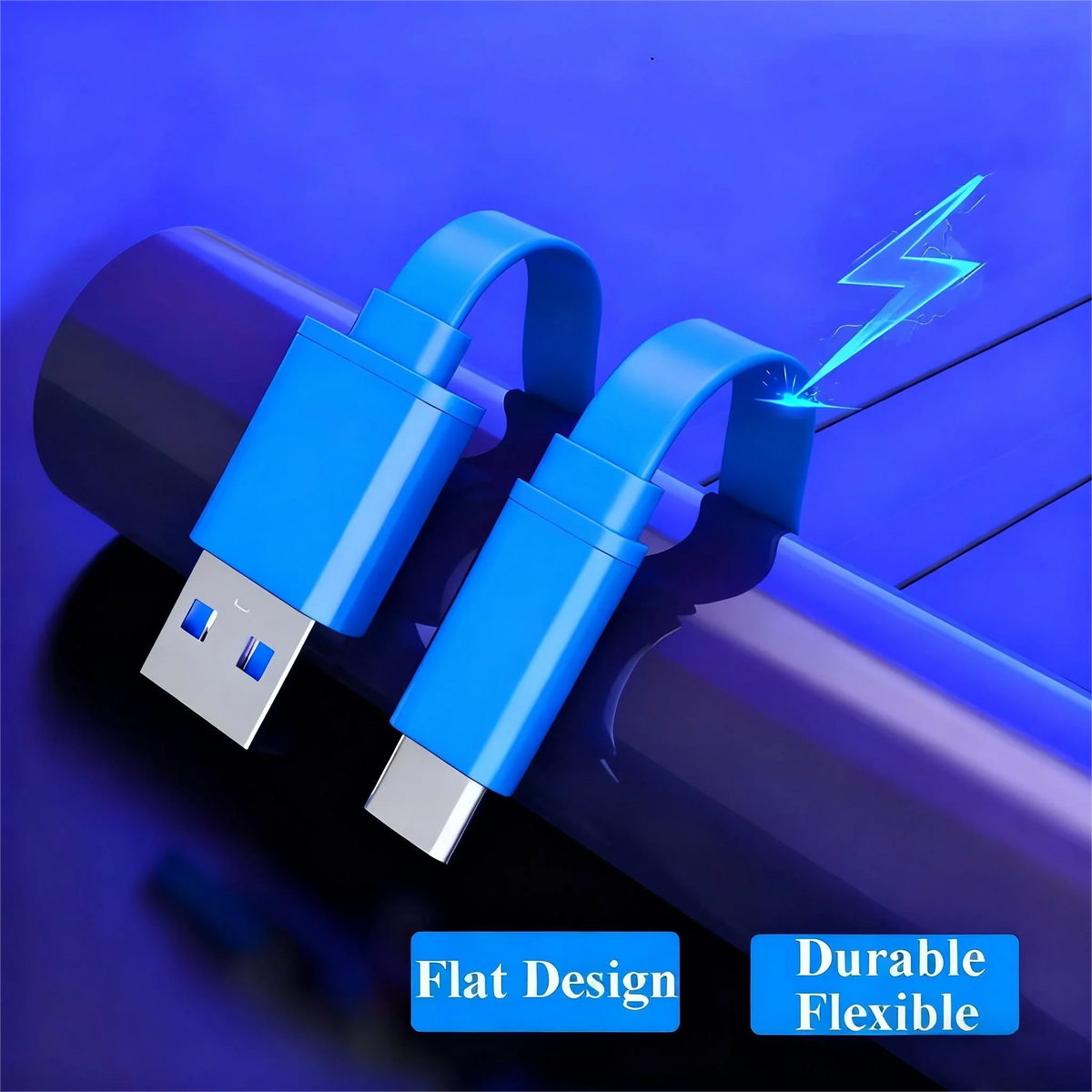 Flat USB to USB-C Cable | PD Fast Charging | Ultra-Thin