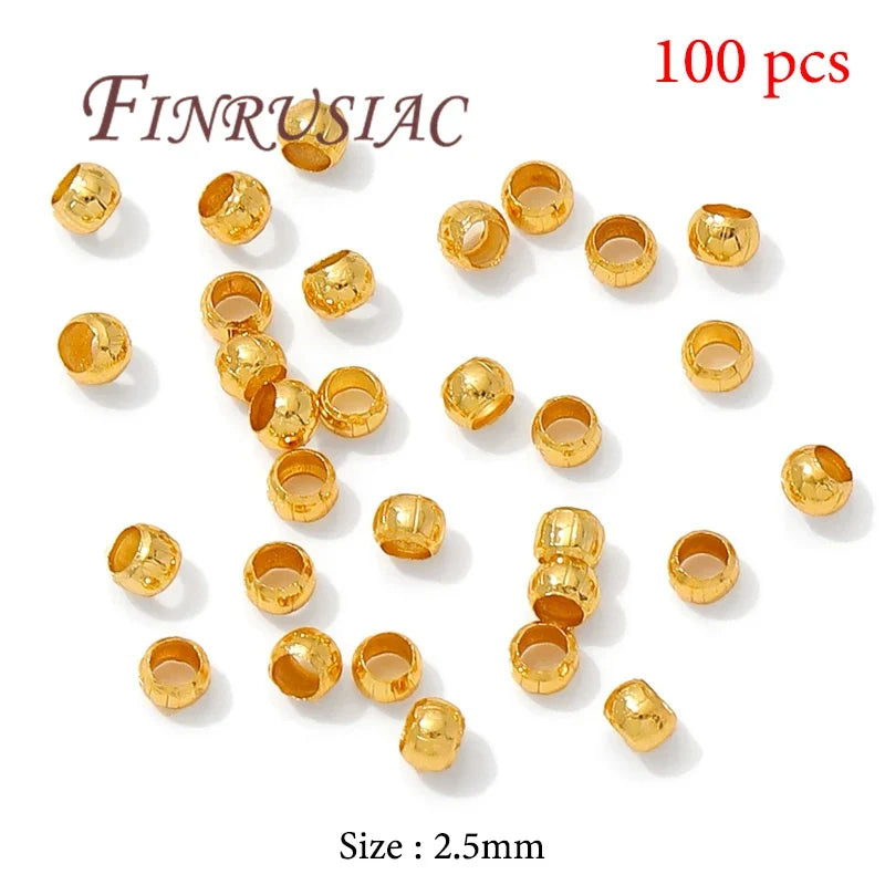 18K Gold Plated Crimp Tube End Beads for Jewelry Making – 100pcs