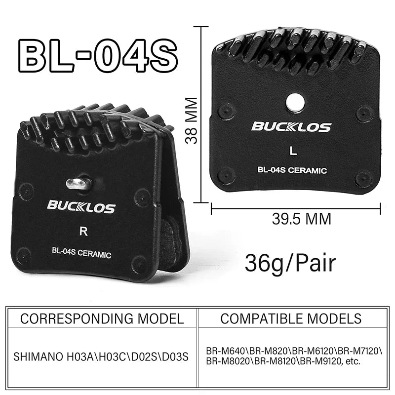 BUCKLOS Ceramic Disc Brake Pads for Shimano MTB & Road Bike