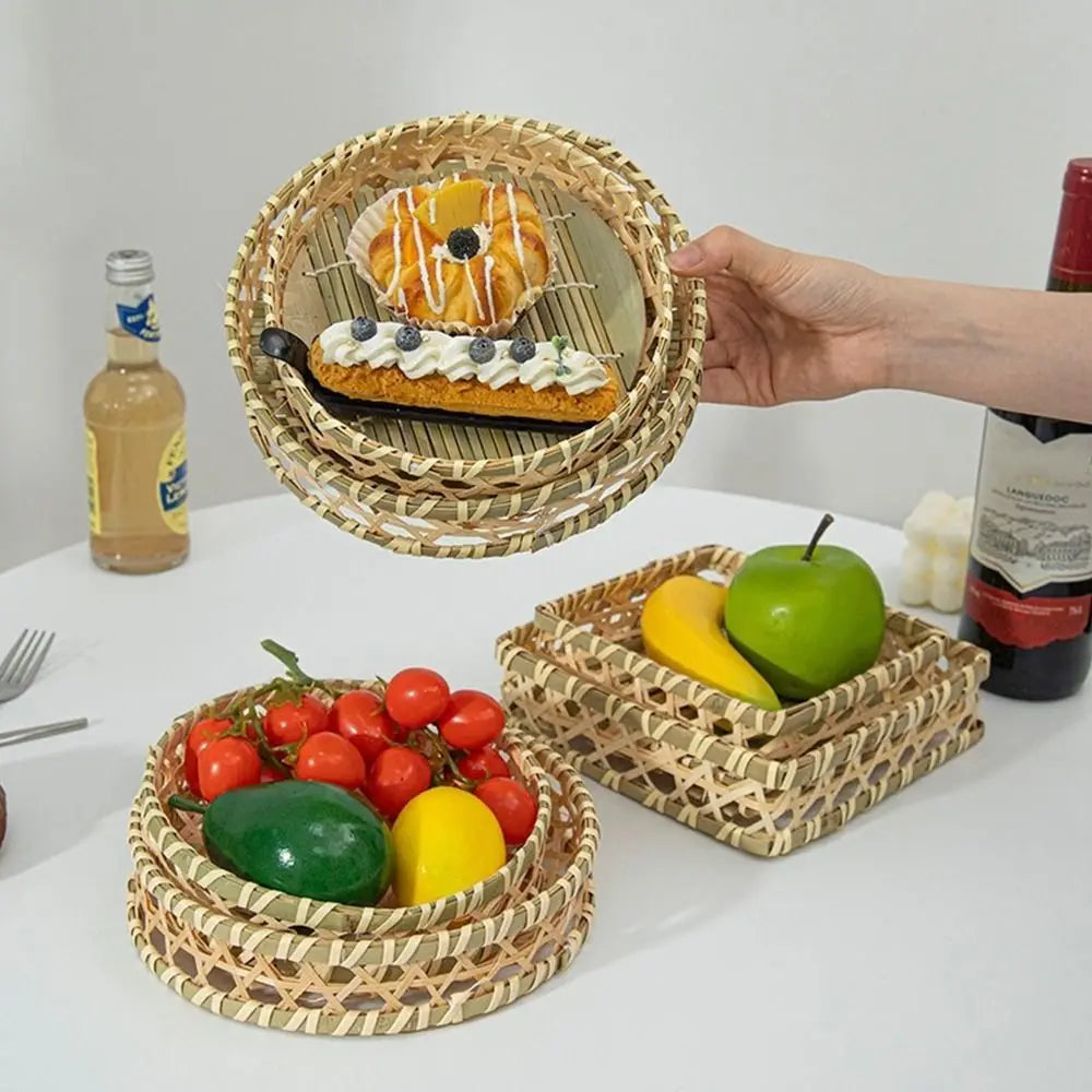 Miniature Woven Bamboo Basket – 1:12 & 1:6 Dollhouse Decor