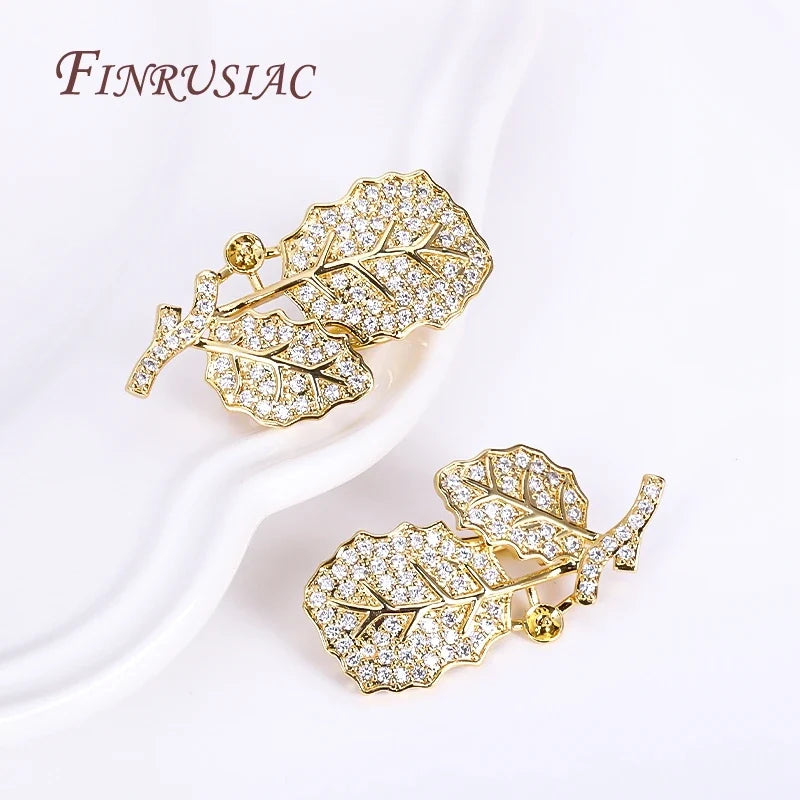 18K Gold Plated Zircon Leaf Pearl Clasp | DIY Necklace Finding