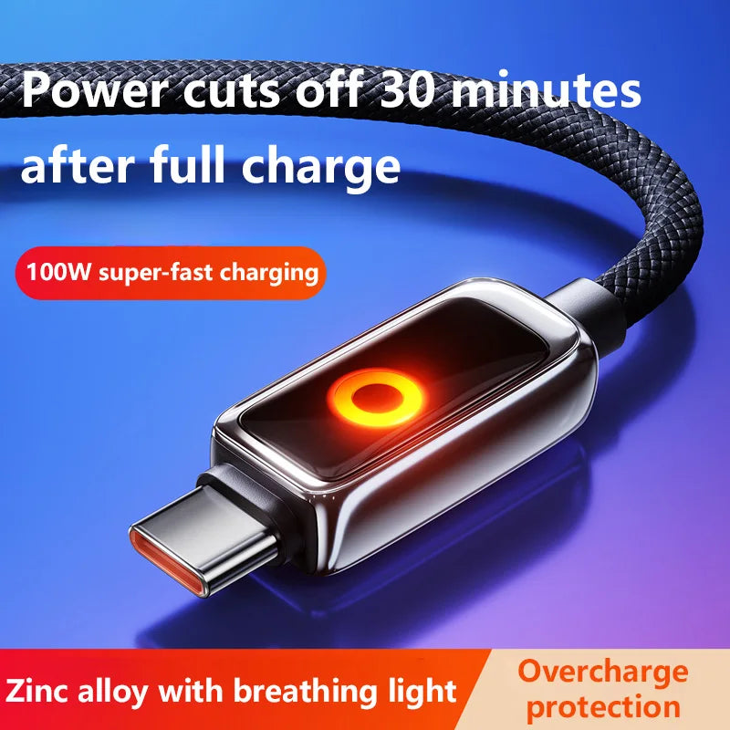 100W USB-C Fast Charge Cable 1.2M – 6A Auto Power Off
