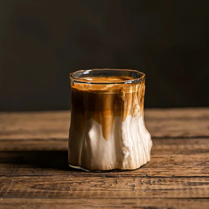 Vintage Bark Glass Coffee Cup 300ml | Borosilicate Latte Cup
