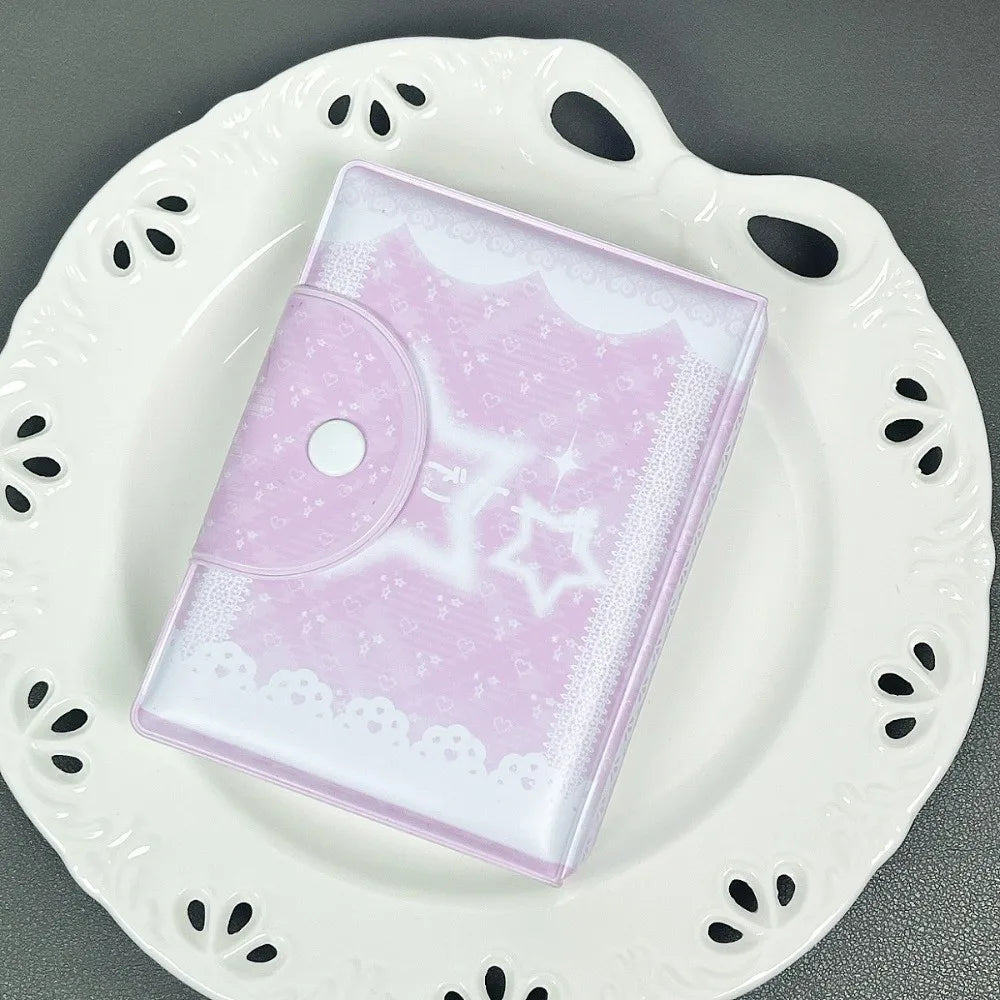 Pink Bow Mini Photocard Binder 3 Inch PVC Card Album 16 Pages