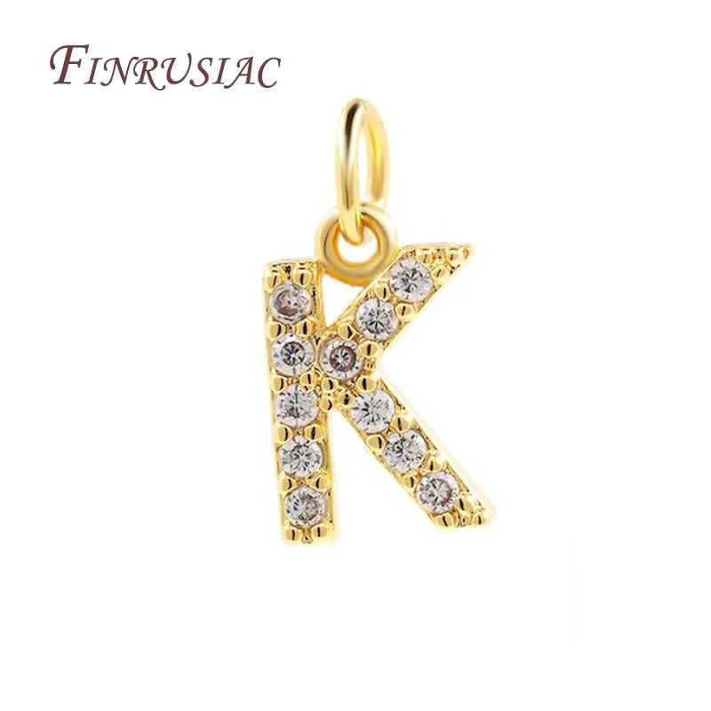 18K Gold Plated Zircon Letter Pendants A-Z Alphabet Charms