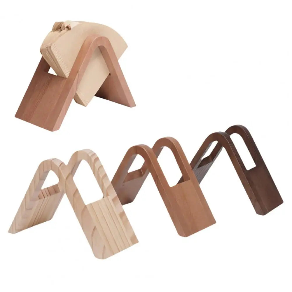 Solid Wood Coffee Filter Holder & Storage Rack Stand
