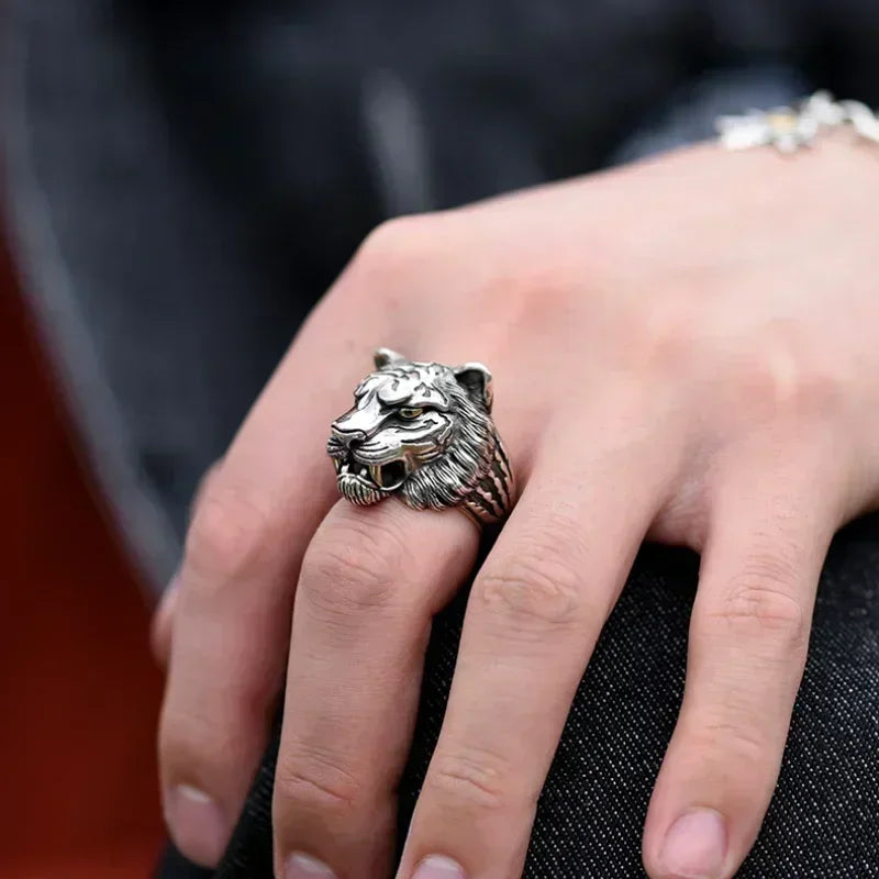 Tiger Head Adjustable Biker Ring | Zinc Alloy Retro Punk Style