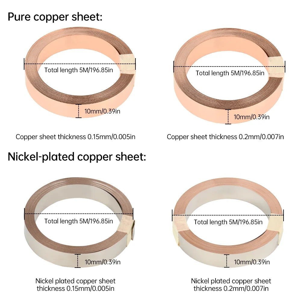 T2 Pure Copper Strip for 18650 21700 Battery Spot Welding | 5m–10m