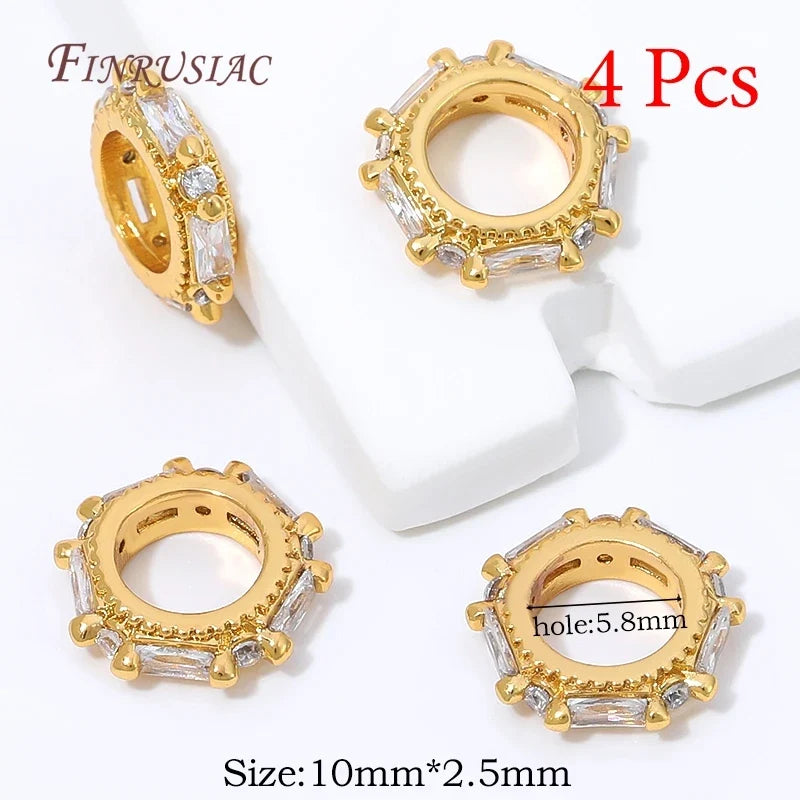 18K Gold Plated Zircon Spacer Beads – Brass DIY Jewelry Findings