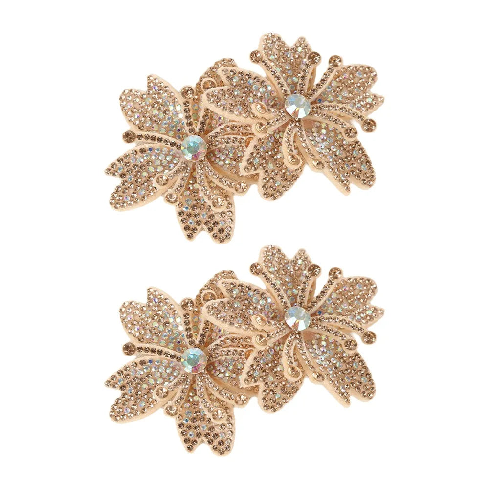 3D Rhinestone Rose Flower Patches – Sew-On Appliqué Pair