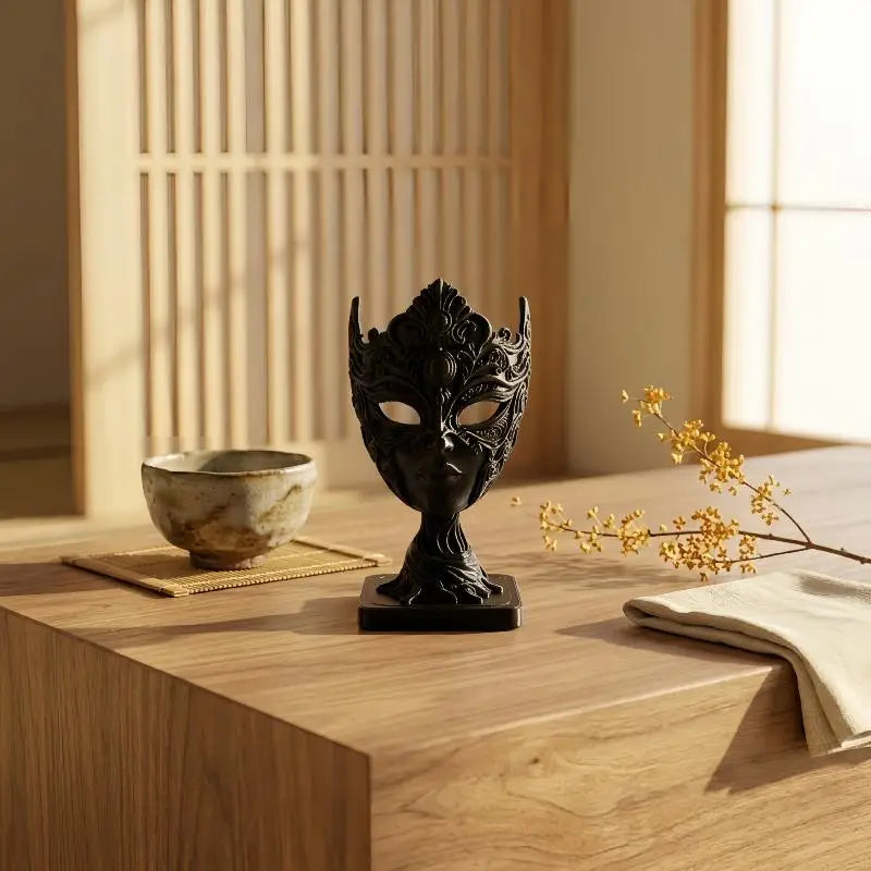 Vintage Gothic Woman Mask Sculpture | 3D Printed Dark Art Décor