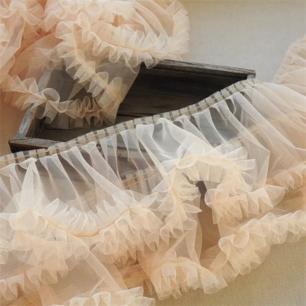 Pleated Tulle Lace Trim 15x90cm – Fluffy Mesh Ribbon for DIY
