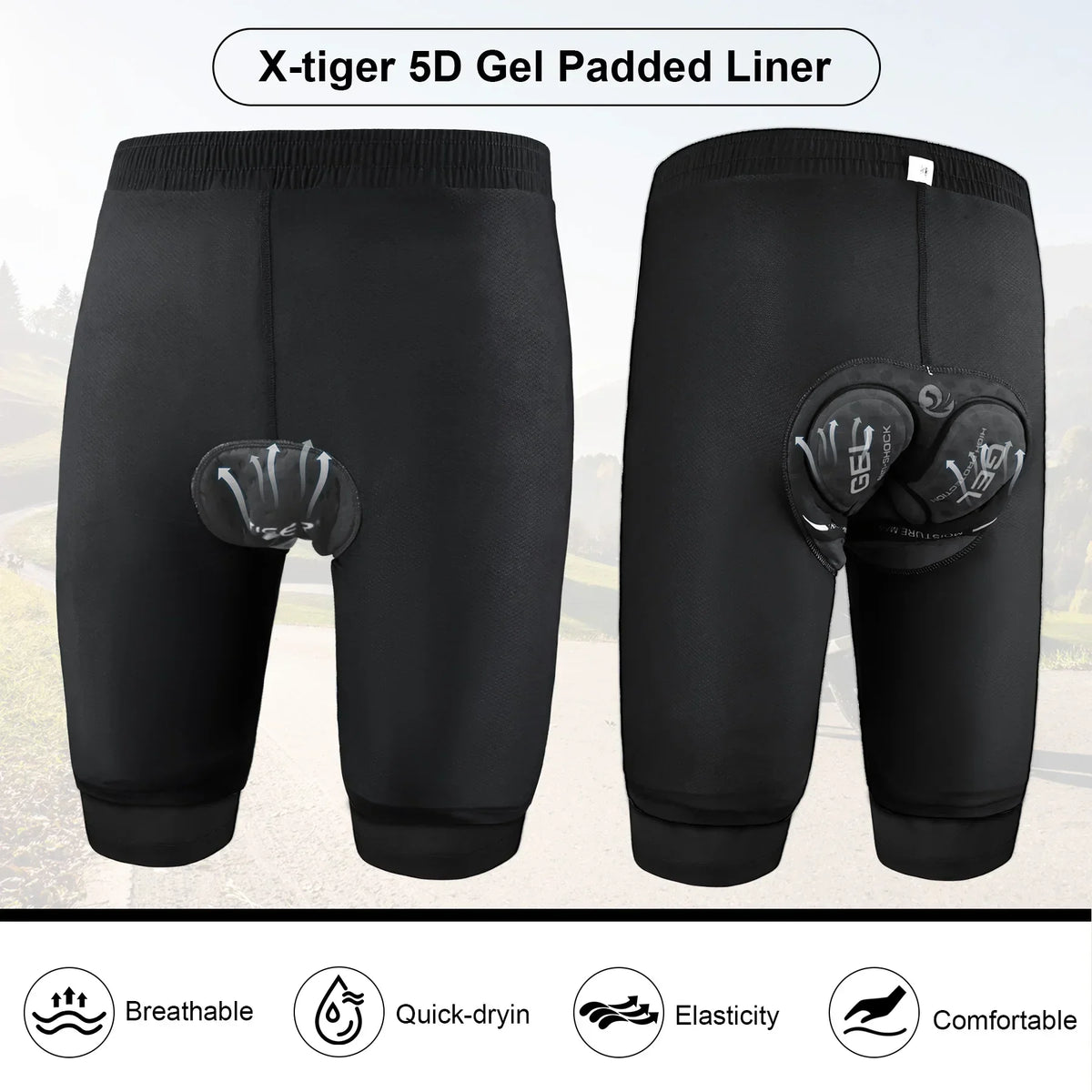 X-TIGER Men's Padded MTB Shorts | Breathable Cycling