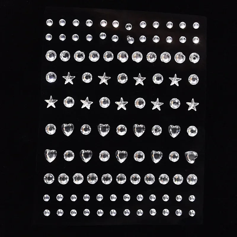 Rhinestone Face & Eye Gem Stickers – 15 Sheets Crystal Body Art