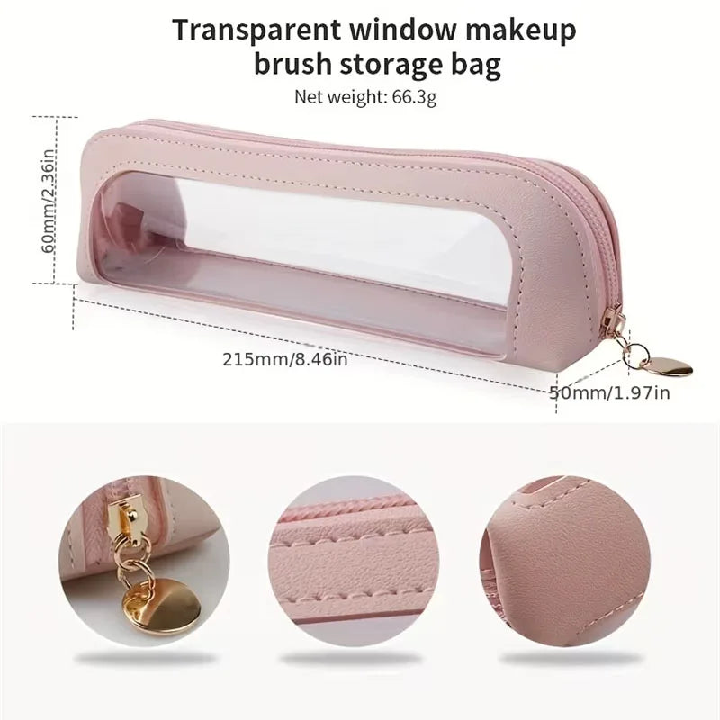 Transparent Makeup Brush Bag – Large Capacity Organizer