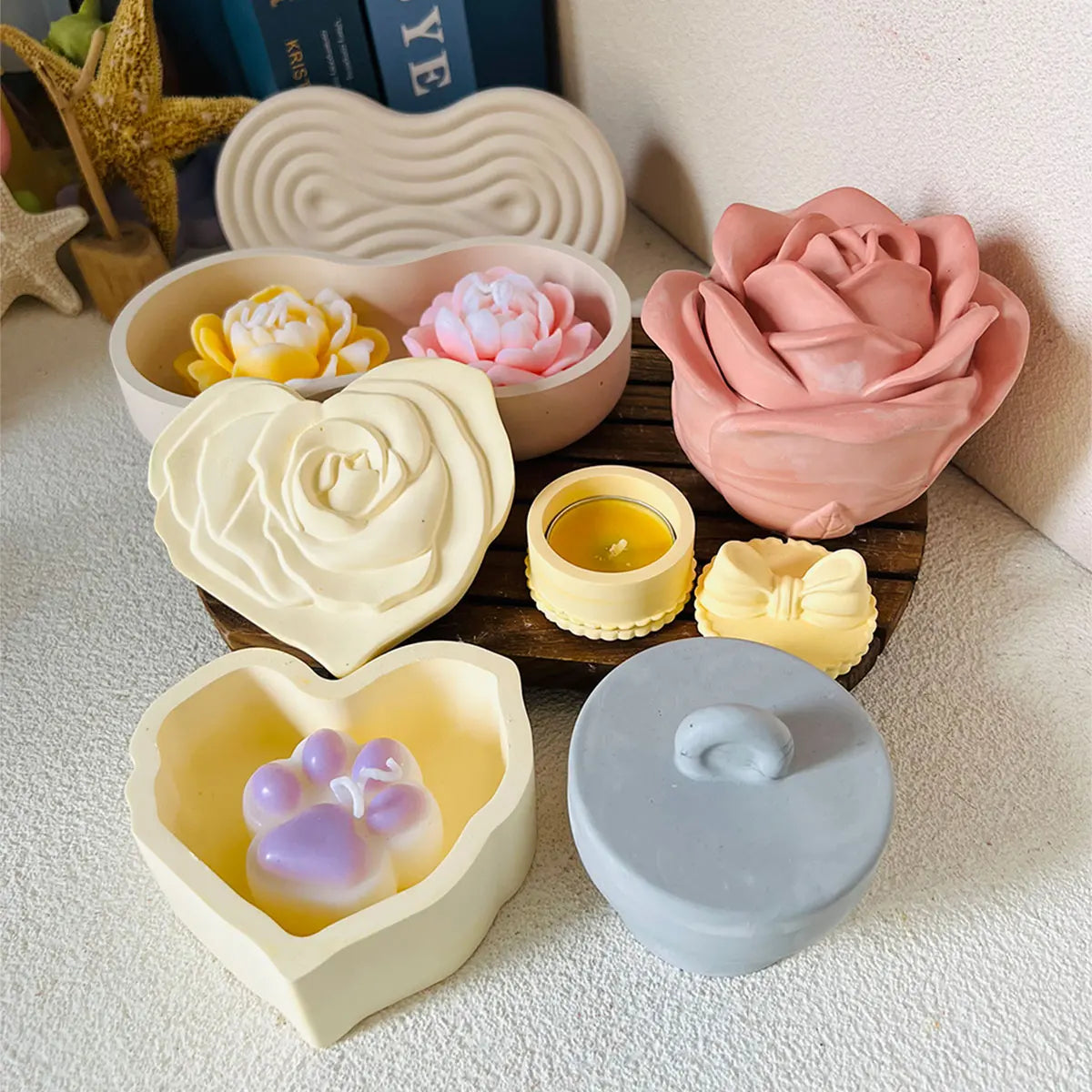 Silicone Resin Mold Set – Candle Jar, Rose & Storage Box