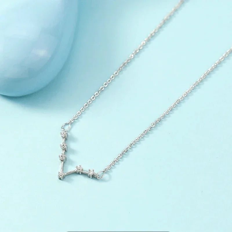 Zodiac Symbol Pendant Necklace – Minimalist Silver Collarbone