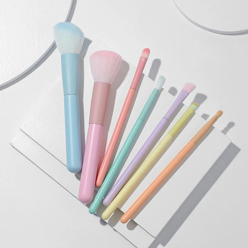 7-Piece Macaron Makeup Brush Set – Soft Synthetic Bristles