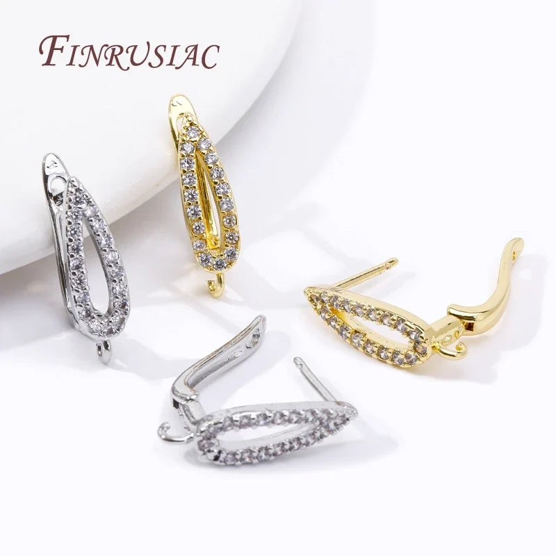18K Gold Plated Zircon Earring Hook Clasps | DIY Jewelry Findings