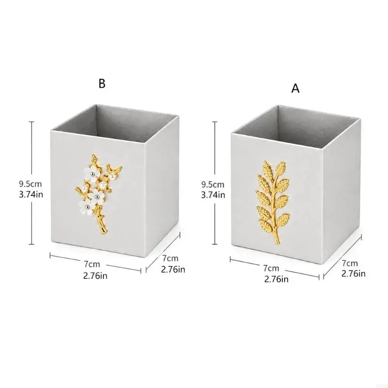 Stainless Steel Square Pen & Makeup Brush Holder Cup