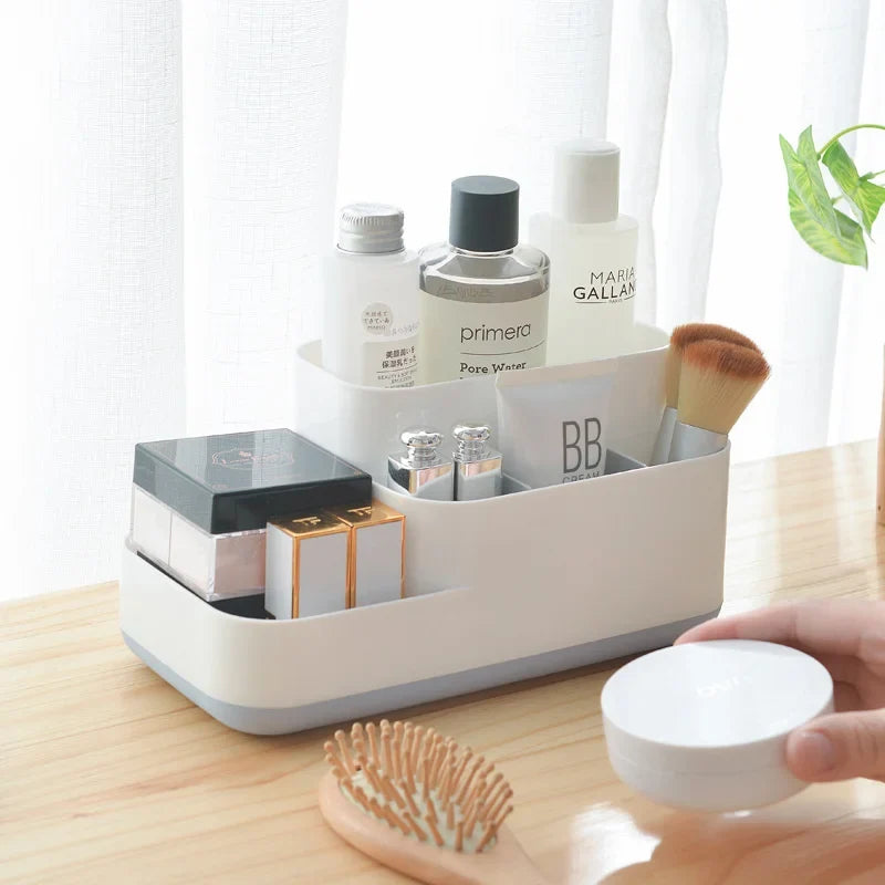 Large Makeup Organizer Box with Drawer | Brush & Nail Storage