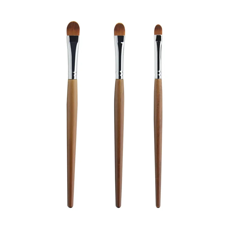 Solid Wood Handle Concealer Brush Set | Oval Flat Head