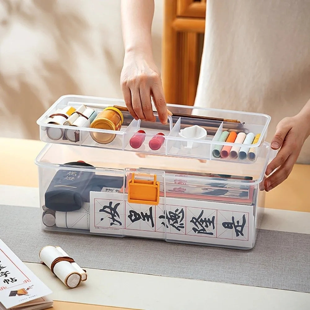 Transparent Plastic Tool Organizer Box with Adjustable Dividers