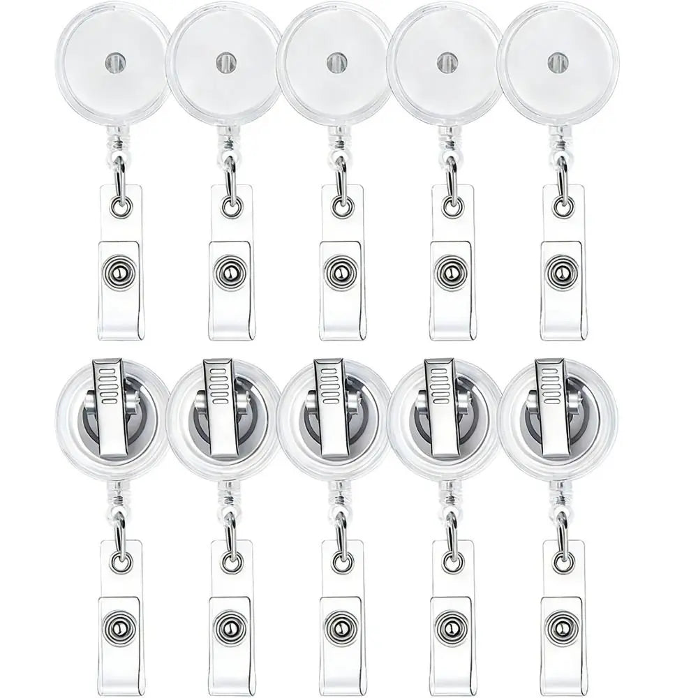 Retractable Badge Reel 6-Pack – Clear ID Card Holder Swivel Clip