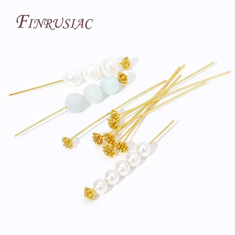 18K Gold Plated Flower Flat Pins for DIY Jewelry Making – 5/10Pcs