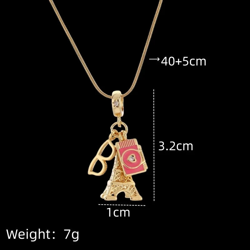 Women's Gold Minimalist Clavicle Pendant Necklace | Zirconia