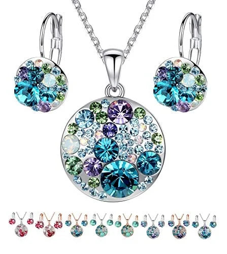 Women's Pendant Necklace & Earring Set – Silver or Rose Gold