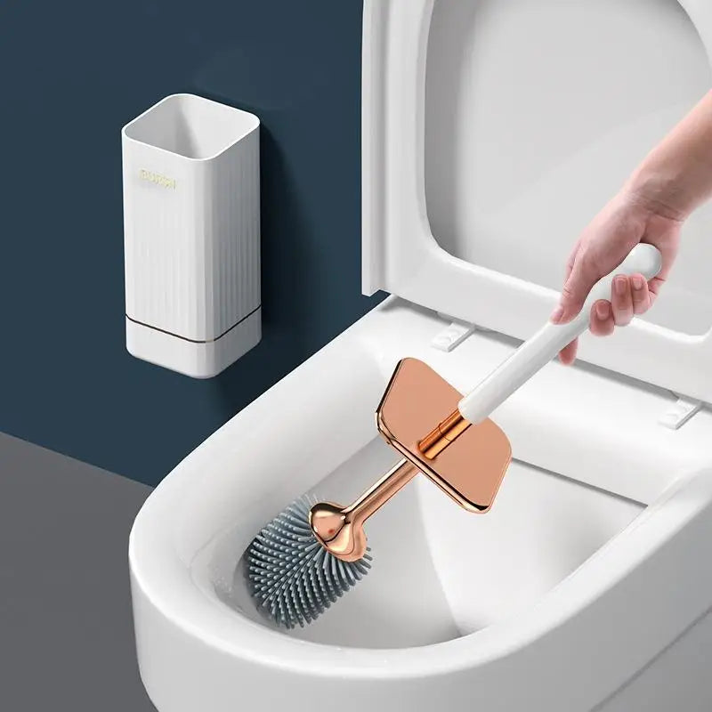 Wall Mounted Toilet Brush Set – No Drill, Long Handle, Quick Dry