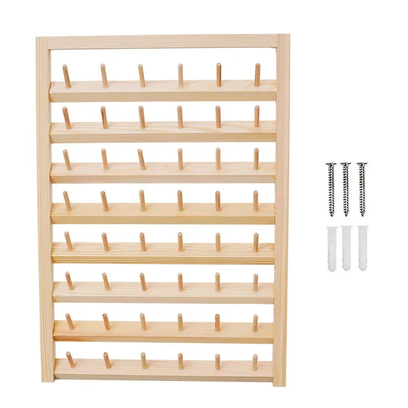 Wooden Wall Spindle Rack – Thread Spool & Hair Accessory Organizer