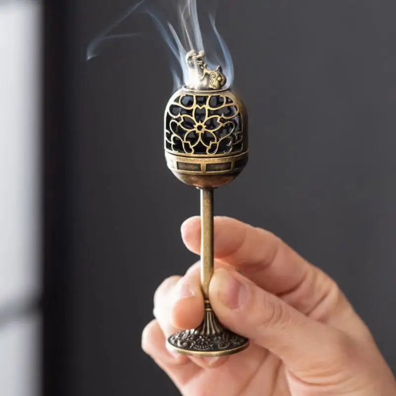 Alloy Hollow Deer Crane Incense Burner – High-Foot Décor Censer