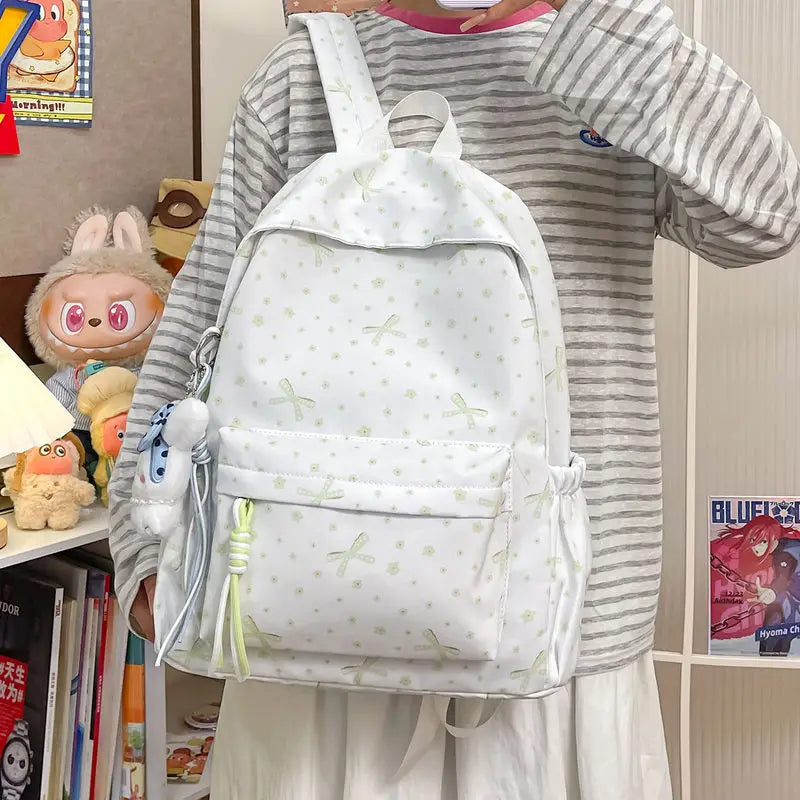 Korean Floral School Backpack – Lightweight Girls Bag