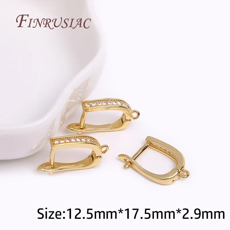 18K Gold Plated Zircon Earring Hook Clasps | DIY Jewelry Findings